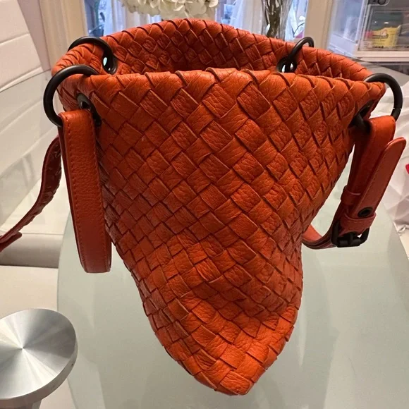 Bottega Veneta Orange Woven Leather Tote - Picture 13 of 15